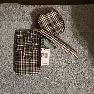 Mundi Black and White Plaid Wallet Set